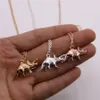 Collana con ciondolo triceratopo alla moda serie mini dinosauro collana oro argento rosa tre colori opzionale per unisex