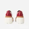 Sheepskin Leather Style Platform Summer Casual Party Dress Shoes Round Toe cm Heels Lace Up Red Colour Size