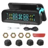 عالمي TPMS نظام مراقبة ضغط الإطارات اللاسلكية على مدار الساعة الطاقة الشمسية شاشة LCD 4 مجسات الاستشعار الخارجية