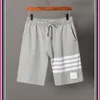 Shorts masculinos e mulheres tingidas de fios de quatro barras calças de algodão de verão esportes casuais