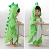 Mode Baby Cartoon Hooded Handdukar Badrockar Kids Dinosaur Bad Robe Boy Pyjamas Girl Sleepwears 210901