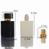 Newwholesale 50 sztuk High-End Square Perfumy Atomizer Butelka 50ml Czarno-białe szkło Gospodarowane Butelki mgły Przenośne 837 B3