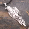 Pendentif Colliers Nostalgie Norse Crow Viking Odin Raven avec croissant de lune Wicca bijoux oiseau collier 292Q