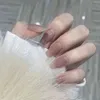 False Nails 24 PCS自然色のネイルの延長パッチの偽セットの防水アート用品が付いている接着剤SANA889 220225