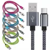 Micro USB Cables Metal Fast Data Charging Nylon Sync Mobile Phone Android Charger Cable For Samsung Sony HTC LG Android Type C Braided Wire 1M