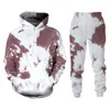 New Fashion Tie Dye Style Pullover Felpa con cappuccio e pantaloni Set Harajuku Uomo Donna Tuta Abbigliamento uomo casual Suit G1215