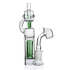 15cm height percolator water pipes green glass hookahs smoking glass pipe recyler dab rigs oil unique bong with 14mm bowl