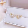 Stud Korea Niche Pearl Diamond Pentagram Earring for Women 2021 Meteor örhängen Utsökta dagliga 14K smycken Real Gold Ear Ring