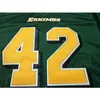 001 Edmonton Eskimos #42 Dan Kepley Weiß Grün echtes College-Trikot mit vollständiger Stickerei Größe S-4XL oder individuelles Trikot mit beliebigem Namen oder Nummer