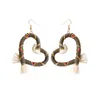 Hartvormige kwast Macrame oorbellen voor vrouwen katoenen draad omzoomde Dangle Jewelry Valentijnsdag geschenken