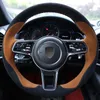 DIY Aangepaste hand gestikte lederen suède stuurwielafdekking voor Porsche Cayenne Macan Panamera Modified interieur auto-accessoires