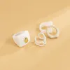 Acrylic Bank Ring Retro Regular Geometry Version Trend Simple Cold Style Ethnic Personality Index Resin pattern open Joint Rings Finger Rock Jewelry Accessories