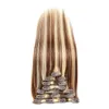 Extensions de cheveux malaisiens à clips, couleur 4/613, trames de cheveux humains vierges, 14 à 24 pouces, 70g, 100g