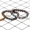 2pcs Men Tiger Eye Stone Bracelet Charm Hematite Natural Lava Rock Beads Strand Bracelets & Bangles for Women Energy Jewelry