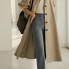 UK Brand New Fashion Automne Automne Casual Double boutonnage Simple Classique Long Trench-Coat avec ceinture Chic Femme Coupe-Vent T200814