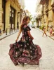 Nya Kvinnor Sommar V Neck Vintage Boho Long Maxi Floral National Chiffon Dress Party Beach Dress Floral Sundress X0705