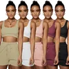 Summer Tracksuits Mulheres Jogger Jogger Suit Tank Top Crop Top + Shorts Executando Dois Parte Set Plus Size 2XL Outfits Bordado Logos Sportswear Sem Mangas T-shirt + Shorts 4635