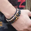 Charm Bracelets Antique 4 PcsSet Handmade Natural Stone Beads Bracelet Cool Mens Wooden Wristband Braclet For Male Armband Jewelr6944559