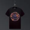 T-shirts 2022 Nya Mäns Kortärmad Tees Hot Rhinestone Stor Bomull Elastisk Lös Mode Lyxig Casual T-shirt Mens Kläder Svart Vit S-5XL