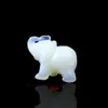 Vit Konstgjord Moonstone Hand Carved Mini Elephant Figurines Ornament Hem Office Desk Dekor Present C0220