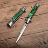 Coltello pieghevole orizzontale da 9 pollici Green Godfather Stiletto Mafia Coltelli da tasca automatici Strumenti EDC