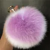 15 cm/6 "grande boule de fourrure de renard véritable pompon en forme de coeur porte-clés à breloques pendentif porte-clés glands