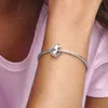 100% 925 Sterling Silver Logo Heart Bands Spacer Charms Fit Original European Charm Armband Women Wedding Engagement JE302N