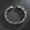 Vintage Black 8mm 8.66 Inch Stainless Steel Byzantine King Chain Bracelet For Boy Mens Gifts