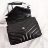 Luxus Handtasche Umhängetasche Marke LOULOU Y-förmige Designer Naht Leder Damen Metallkette Schwarz Clamshell Messenger Kette Taschen Box Großhandel