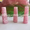 10Pcs 8-9CM Natural Pink Crystal Column Hand Carved Rose Quartz Pillar Polished Healing Semi Precious Gemstone Faceted Prism Wand Bar Stone