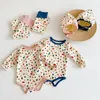 Set di abbigliamento Vestiti per neonati nati Ragazzo Autunno 3 pezzi Completo di pagliaccetto colorato con stampa poligonale + cappello per ragazze