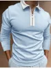 영국 스타일의 봄/가을 패션 캐주얼 폴로 셔츠 남자 긴 슬리브 라벨 지퍼 디자이퍼 디자인 셔츠 남자 스트리트 여행 조기 220308