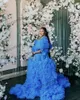 Oversize azul vestidos de baile para mulheres grávidas chá de bebê camadas rebuffles vestidos de festa personalizar maternidade vestido de fotografia