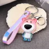 Urso Keychain Saco de Estudante Saco de Escola Ornament Corrente Chaveiro Criativo Pequeno Presente Chave Toy Jóias Atacado Pingente Violência Acrílica G1019