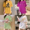 26 Styles Oversize Marque Célèbre Graphics T Shirt Femmes Coton D'été Bon Élastique Streetwear Casual Tshirt Mode Femme Tops 210306