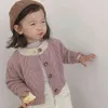 Abbigliamento per bambini in stile coreano Cappotto per maglione lavorato a maglia per bambini Maglione per cardigan solido per ragazze dei ragazzi Vestiti per bambini fatti a mano 211106