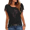 Creative Cheval Femmes Coton Gland Casual T-shirt Vêtements animaux T-shirts À Manches Courtes O-cou Femmes t-shirt 210312