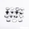 5 Set (15 stks / set) Bohemen Bloemen Kristal Crown Finger Band Ringen Set Trendy Silver Joint Knuckle Dames Sieraden Accessoires Geschenken