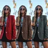 2019 imprimé léopard Blazer Feminino vêtements avec bouton Blazer veste jaune rouge gris couleurs mode femmes vestes et manteaux X0721