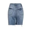 TWOTWINSTYLE Patchwork croix sangle Denim femmes Shorts taille haute trou gland Streetwear femme été mode 210719