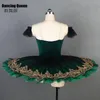 Stage Wear Deep Green Velvet Bodice Professional Ballet Tutu For Women Girls Pancake Platter Ballerina Kids Adult