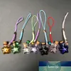 Stjärnformade Små glasflaskor med flätat Nylon Rope Keychains DIY Small Perfume Jars Pendants Mixed Color 7PCS