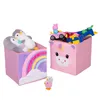 Cube mignon dessin animé animal modèle de rangement boîte de rangement pour jouets Organiseur Bacs pliants Boîte à jouets en peluche pour enfants pour enfants de stockage 210315