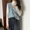 薄いレトロベストセーター女性のVネックソリッドファッション韓国ニットカーディガンヴィンテージニットウェア秋210604