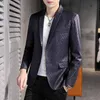 Мода Blazer Masculino Черный Бизнес Повседневная костюм Куртки Осенняя уличная одежда Социальное платье Пальто полосатая стройная подходящая мужская одежда 210527