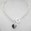Kvinnors nya TIF Silver Love Style Halsband 925 Sterling Silver Key Heart Charm Pendant Halsband G1201