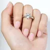 LESF 925 Silver 2 CT Pear Cut Women's Engagement Syntetisk Diamond Wedding Ring Gift Utsökt Smycken