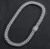 Collana a catena con punta a maglia cubana ghiacciata da 12 mm Bracciale in oro bianco 14 carati placcato a 2 file di diamanti con zirconi cubici da 16 pollici a 24 pollici 272H