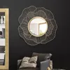 Mirrors Modern Wrought Iron Wall Decorative Mirror Decoration Craft Hanging Ornaments Home Livingroom 3D Stereo Sticker Murals