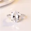 Bagues de mariage pour femmes, grand ovale, incrustation de pierre de Zircon, bague de fiançailles élégante, bijoux fins, anniversaire 2399508, S925